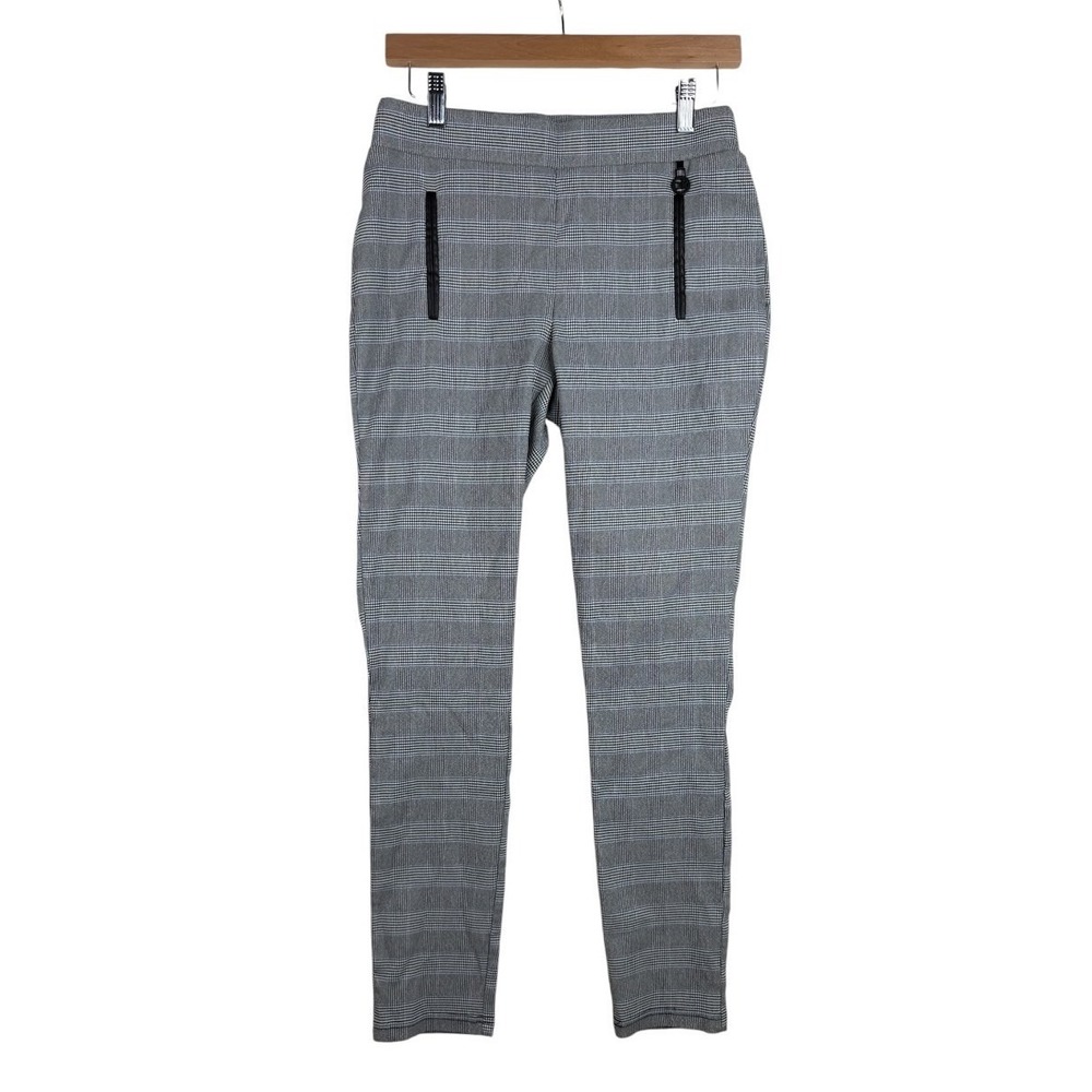 Calvin Klein Womens Plaid Skinny Pull On Pants Size 6 Gray Blue